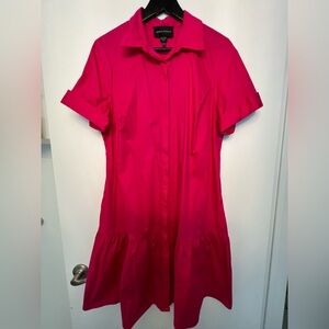 Donna Morgan Fuchsia Button-Down Shirt Dress